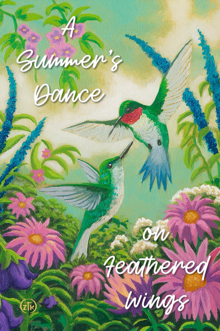 Hummingbirds In Summer - 12" x 18" Wood Sign