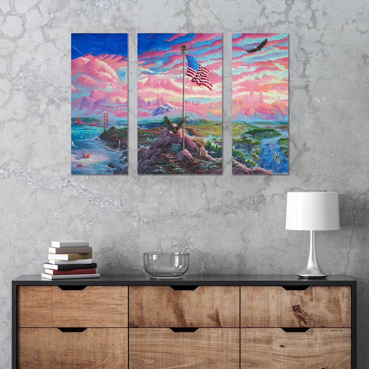 From Sea to Shining Sea - Triptych Wood Signs