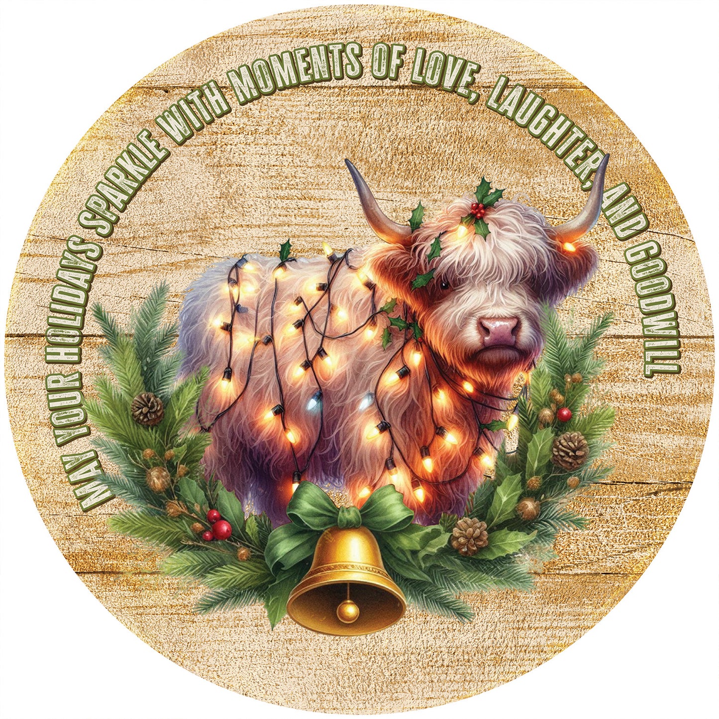 May Your Holidays Sparkle - 21” Personalized Round Wood Sign