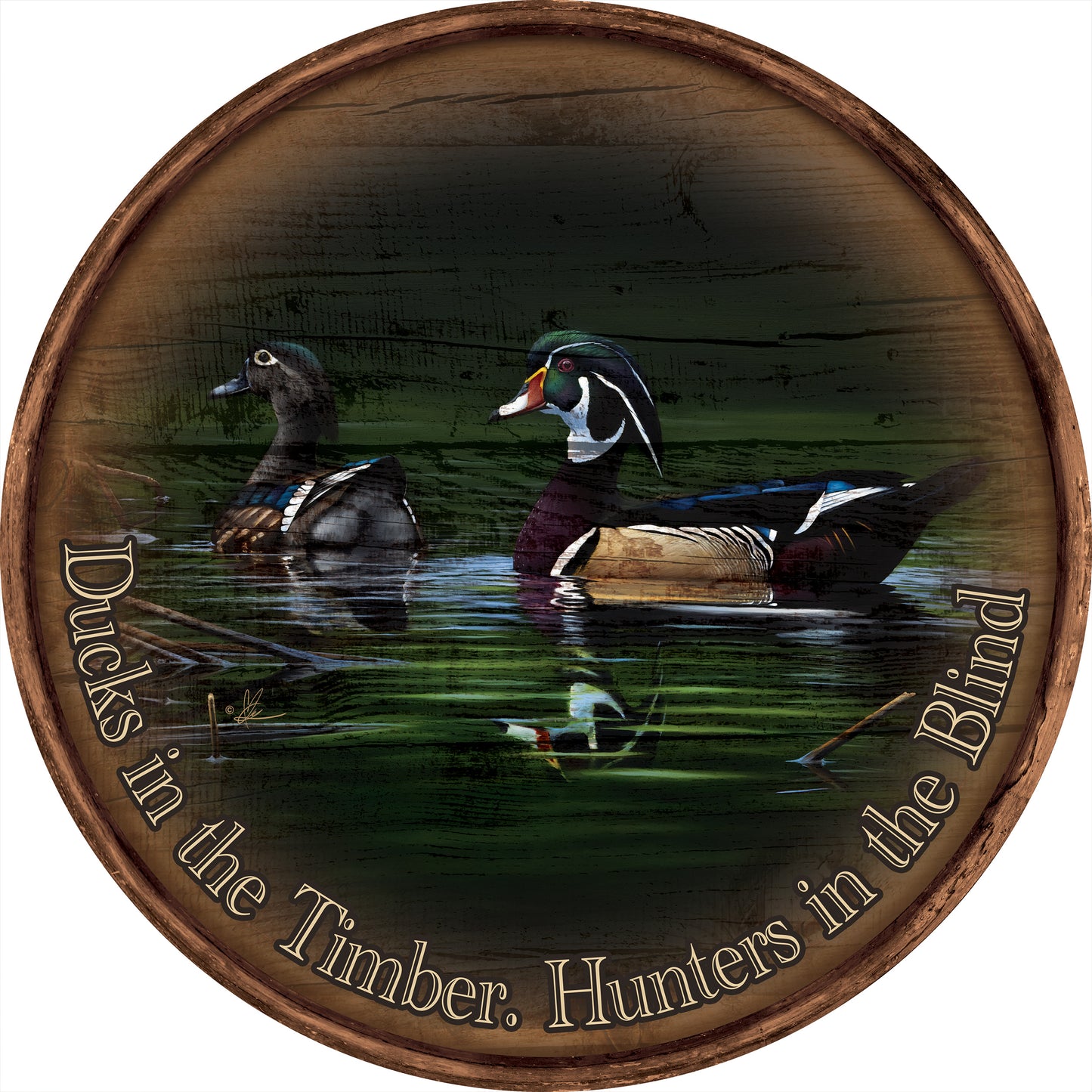 A Day at Bird Haven - 21" Round Wood Sign
