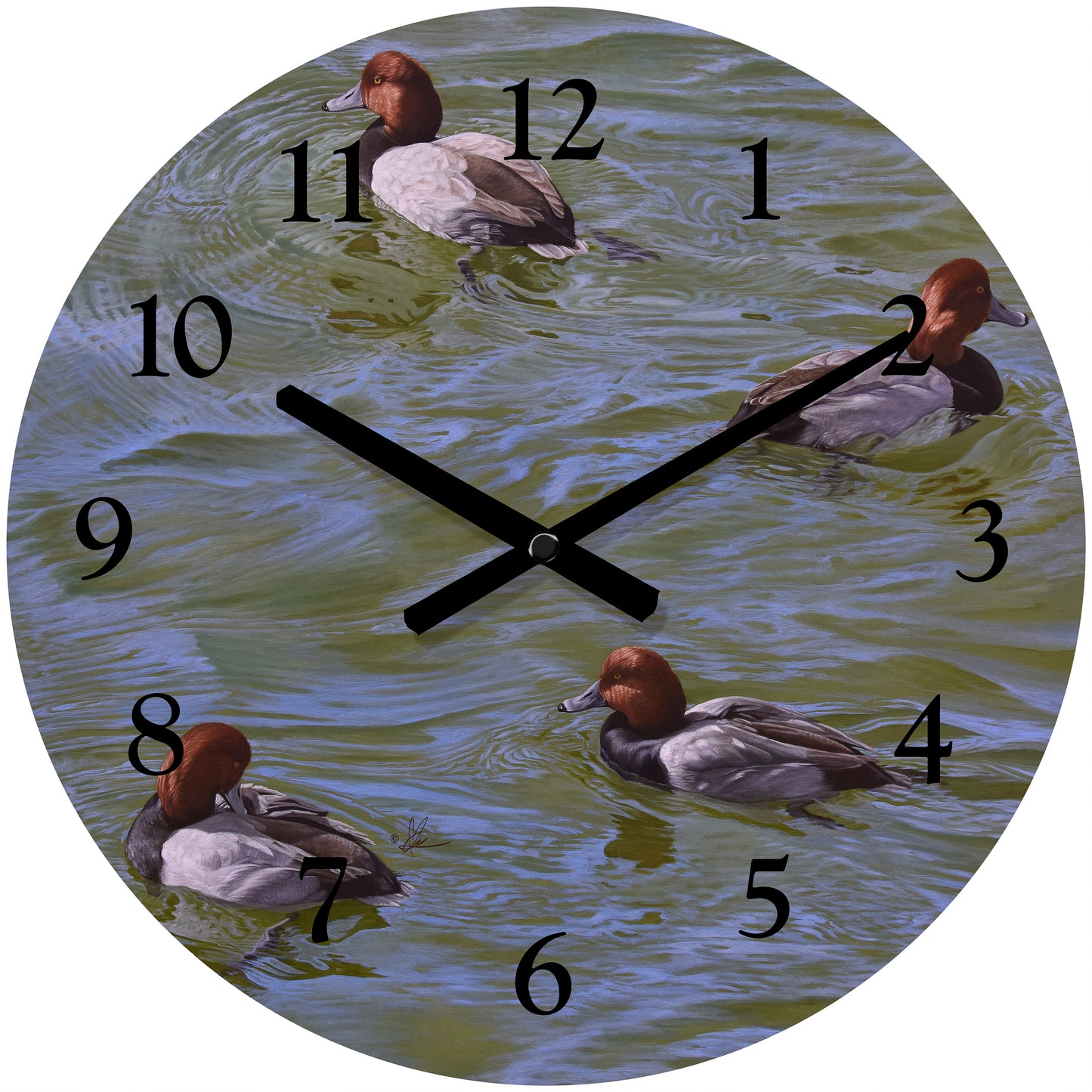 Black and Red on Green - 21" Round Clock