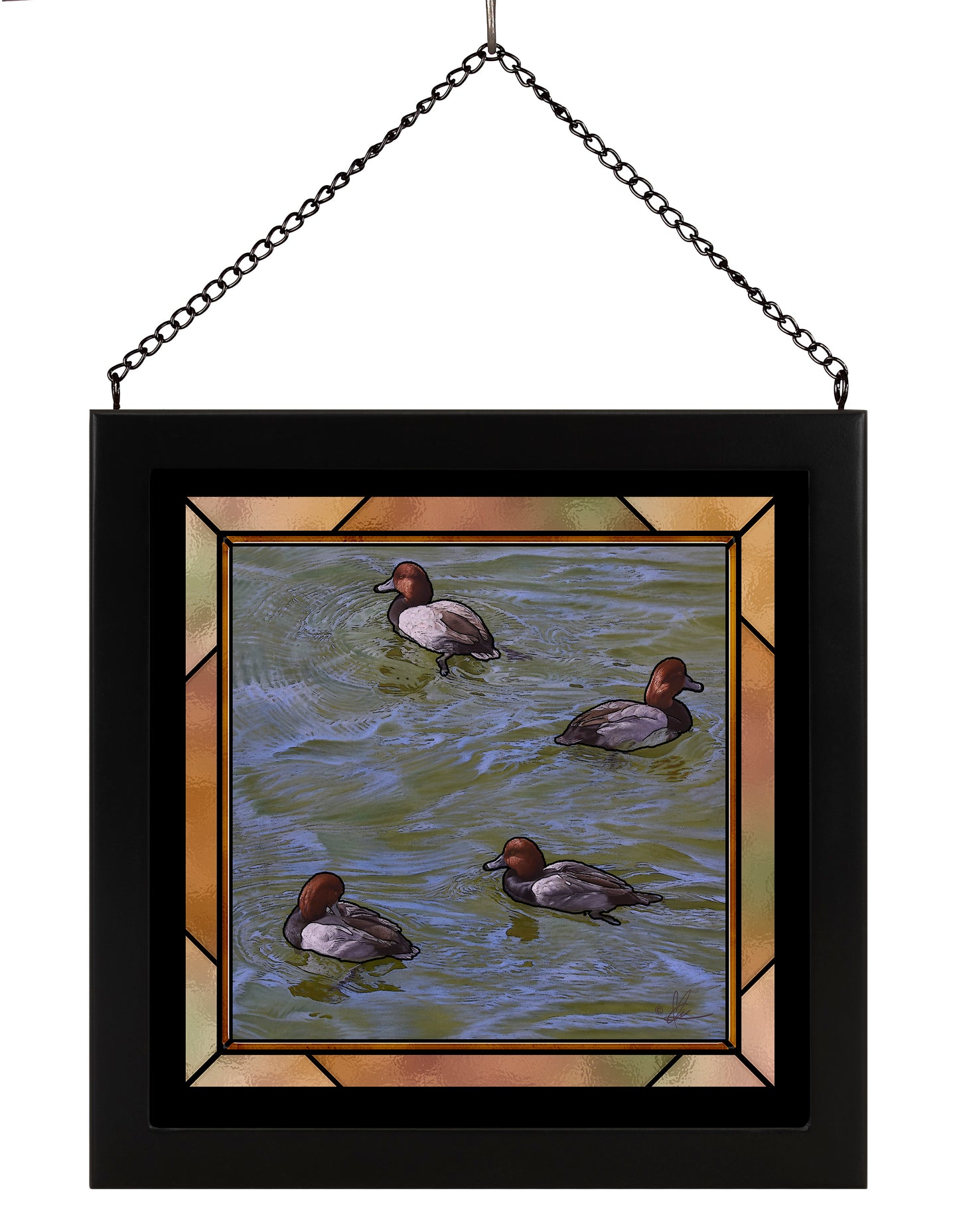 Black and Red on Green - Stained Glass Art