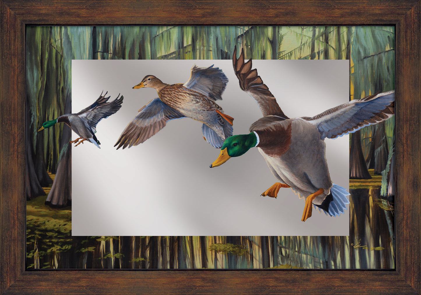 Timber Greenheads - 24" x 16" Mirror Framed Barnwood