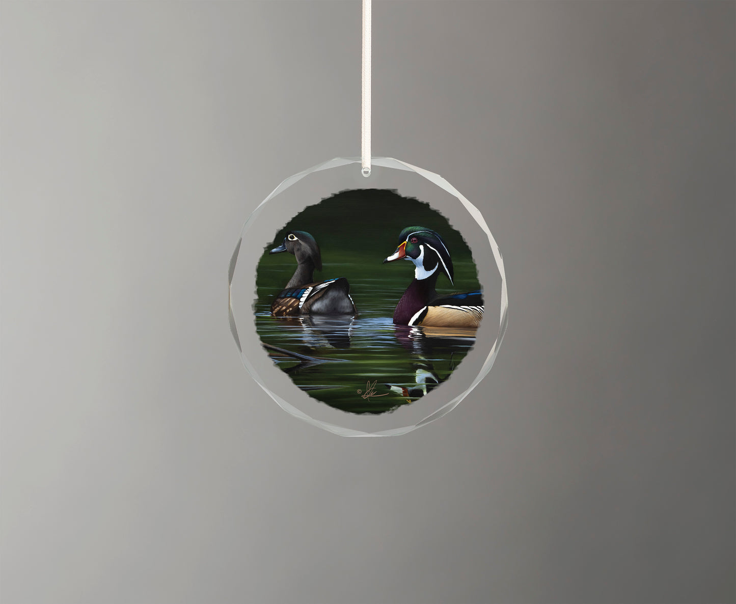 A Day at Bird Haven - Round Glass Ornament