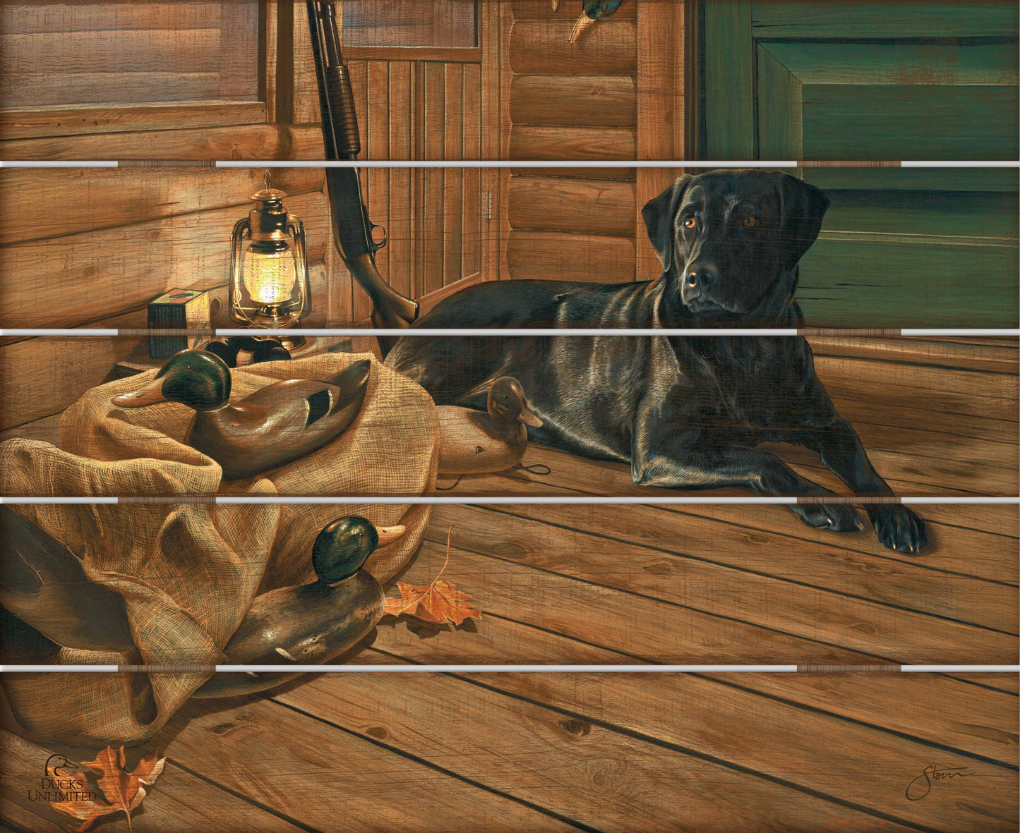 Bountiful Day Black Lab 18" x 22" Wood Pallet Sign - Official Ducks Unlimited Art