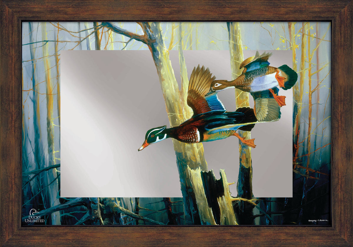 Aerobatics 16" x 24" Mirror Framed Barnwood - Official Ducks Unlimited Art