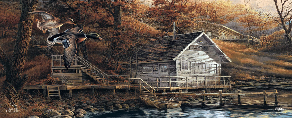 Autumn Shoreline 12" x 30" Wood Sign - Official Ducks Unlimited Art
