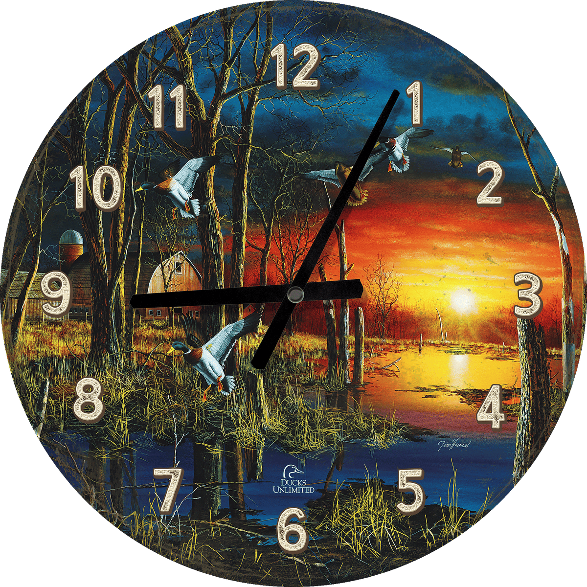 Autumn Visitors 21" Round Clock - Official Ducks Unlimited Art