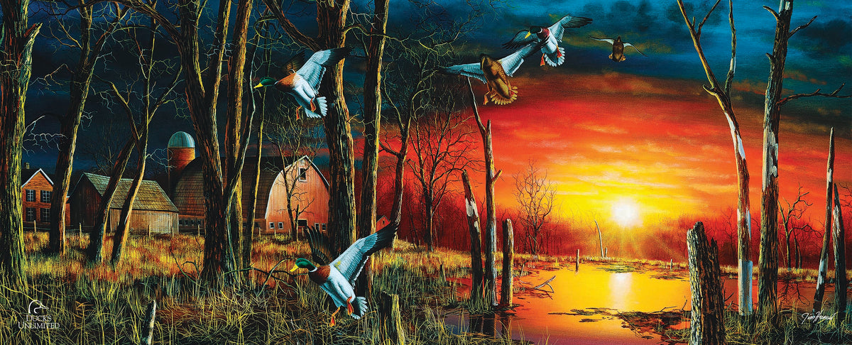 Autumn Visitors 12" x 30" Wood Sign - Official Ducks Unlimited Art