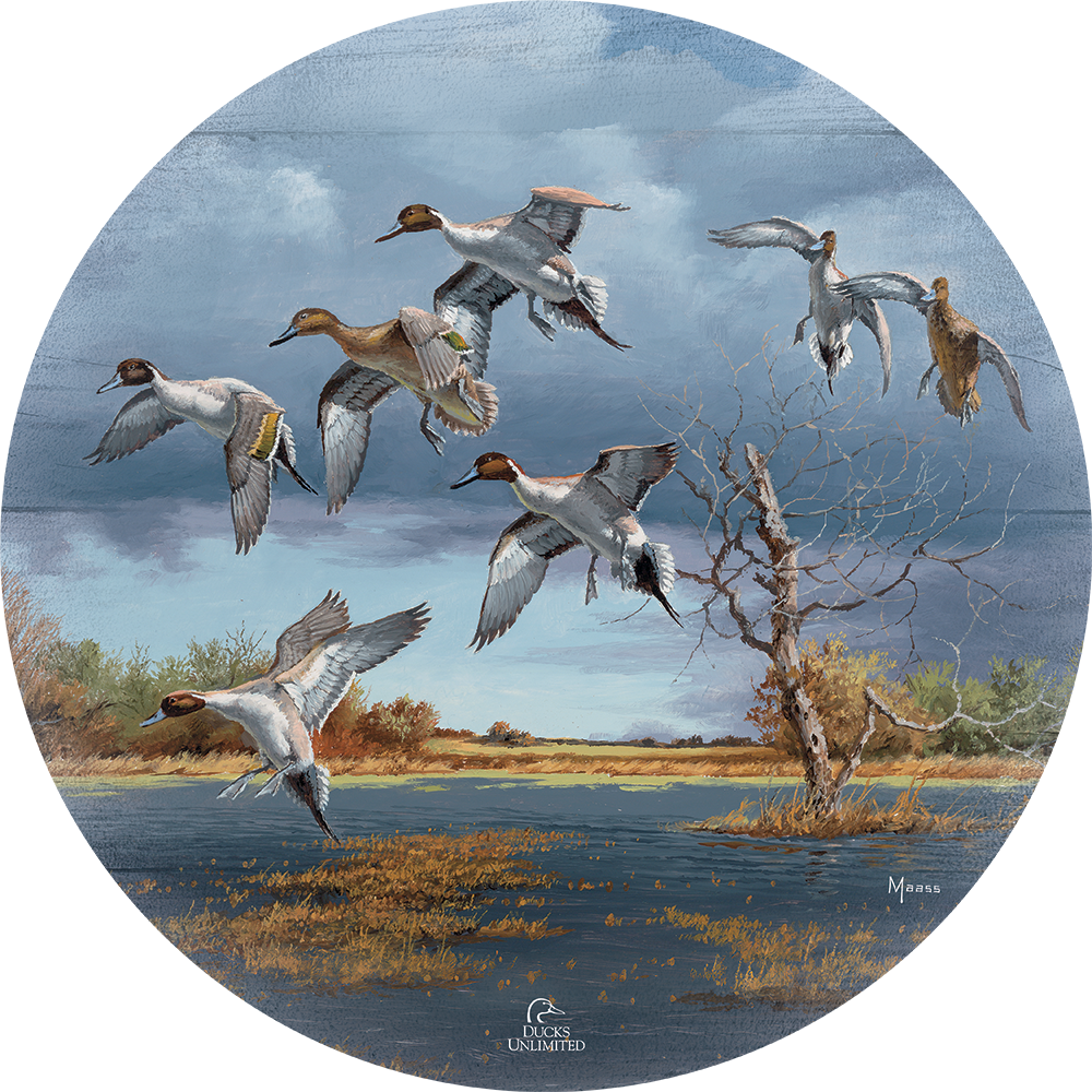 Autumn's Bounty 21" Round Wood Sign - Official Ducks Unlimited Art