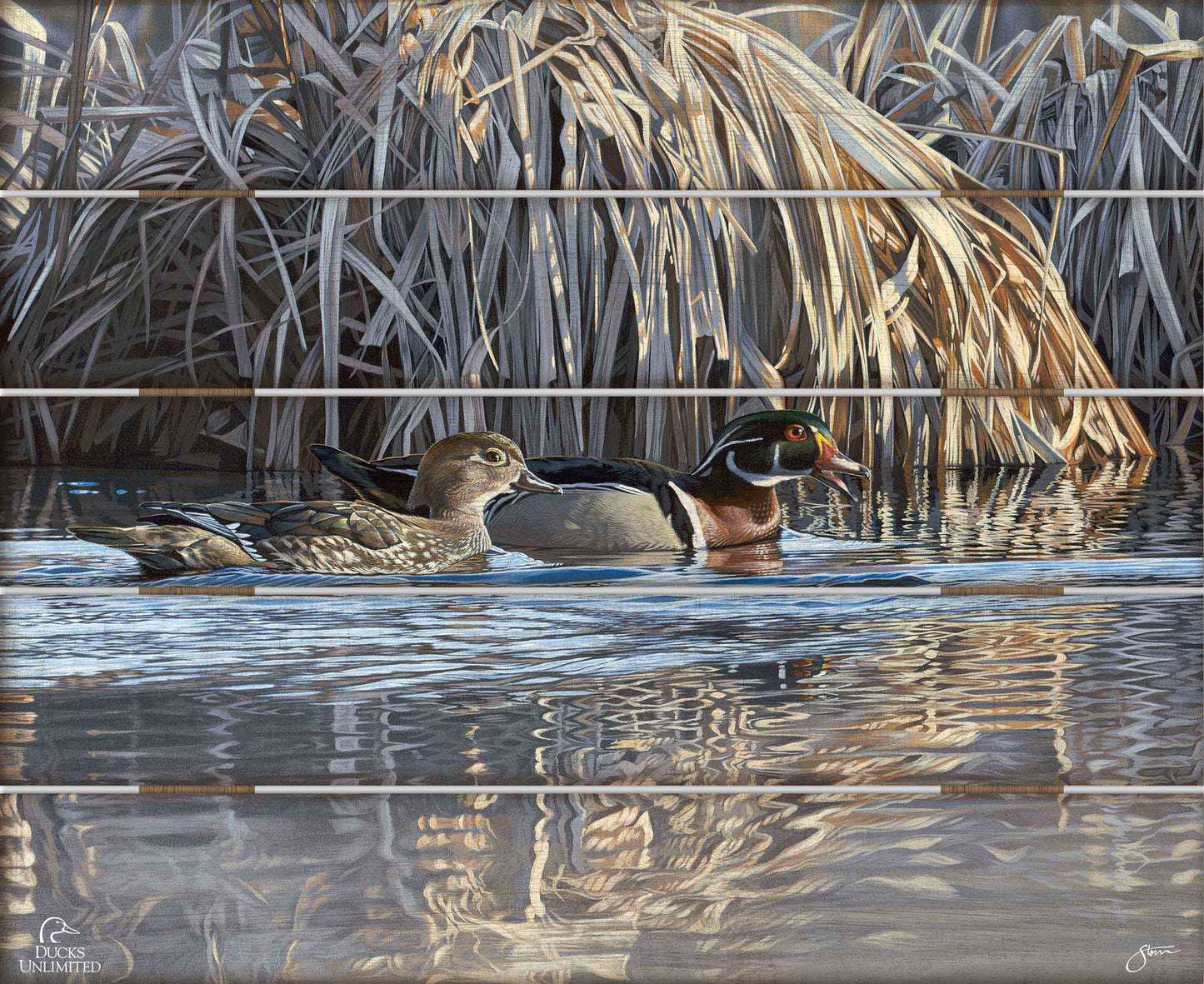 Backwater Gathering 18" x 22" Pallet Wall Art - Official Ducks Unlimited Art
