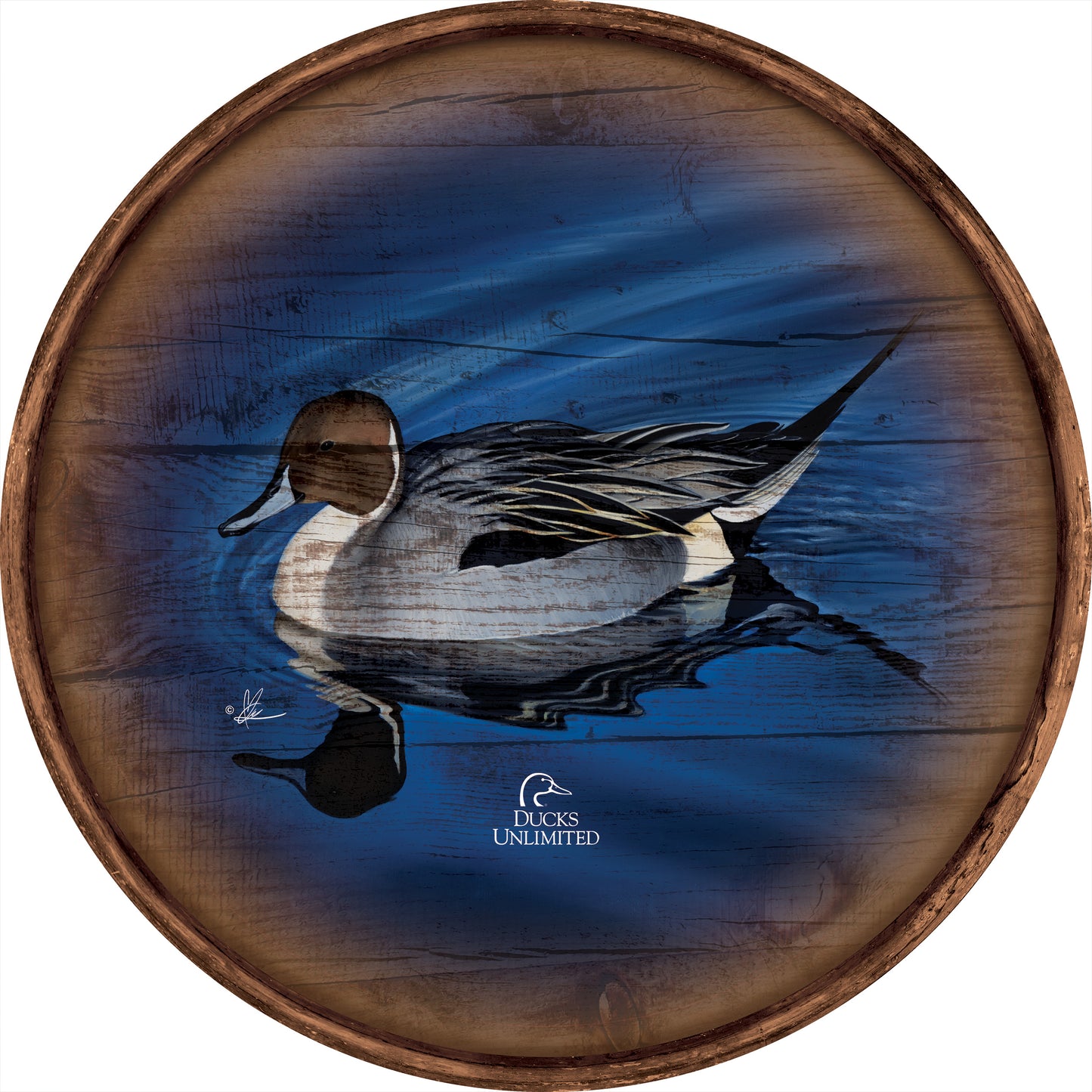 Calm Blue Water 21" Round Wood Sign - Official Ducks Unlimited Art