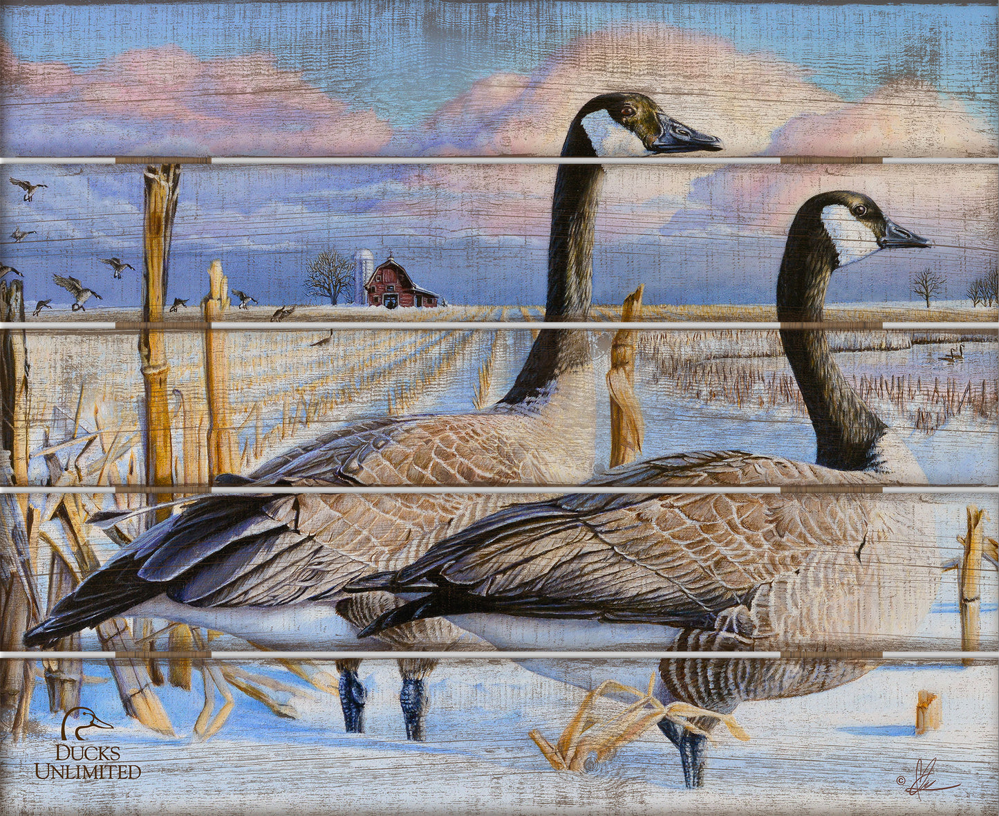 Canada Geese 18" x 22" Wood Pallet Sign - Official Ducks Unlimited Art