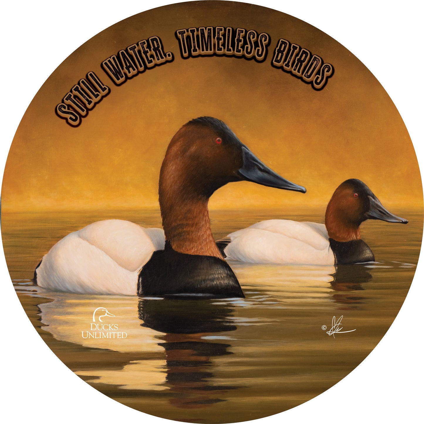 Canvas Back 21" Round Wood Sign - Official Ducks Unlimited Art