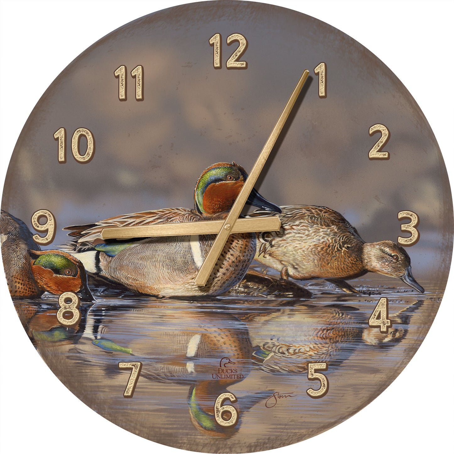 Dabbling Greens 21" Round Clock - Official Ducks Unlimited Art