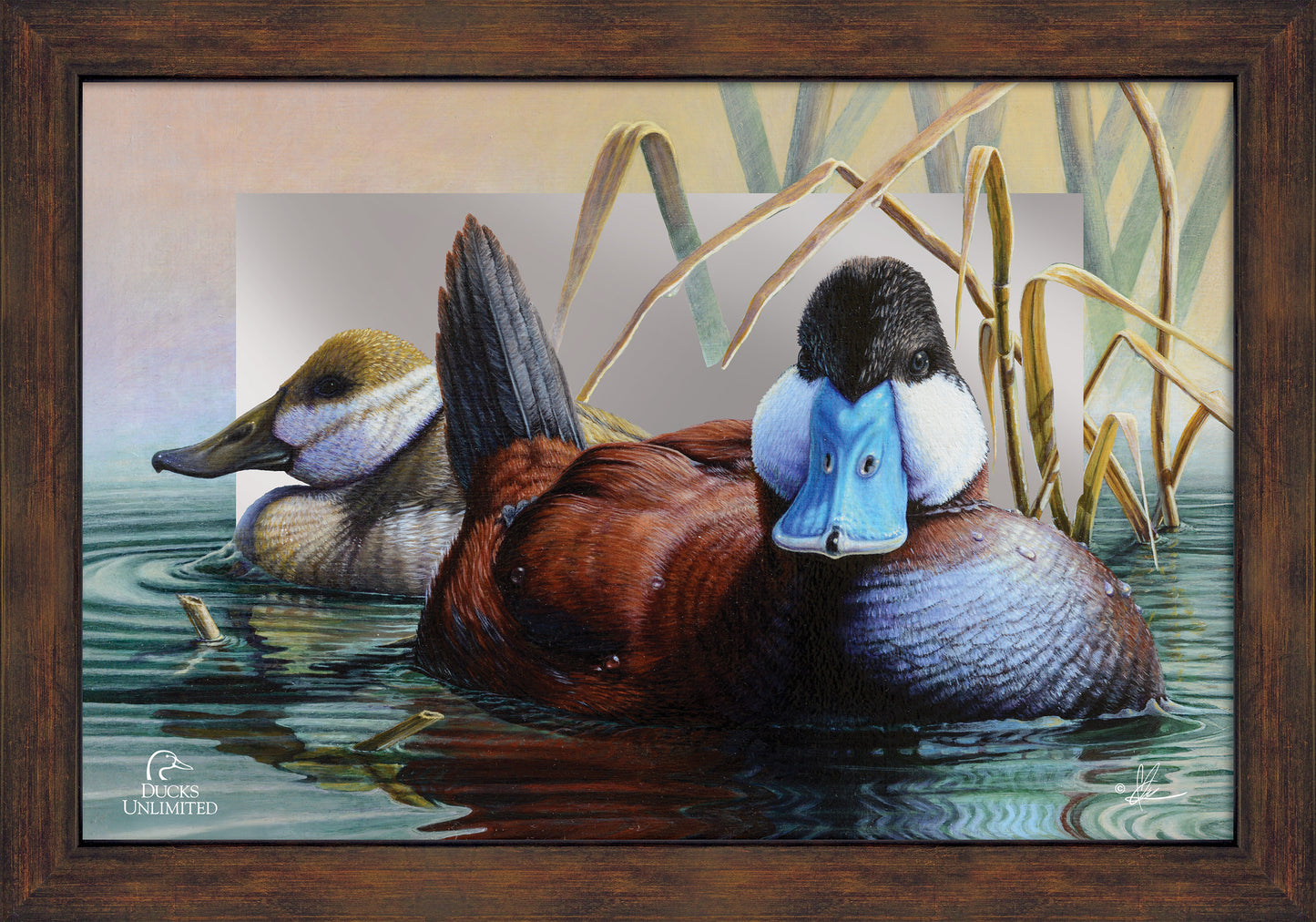 Day spring 16" x 24" Mirror Framed Barnwood - Official Ducks Unlimited Art