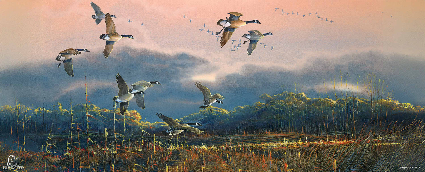 Days End 12" x 30" Wood Sign - Official Ducks Unlimited Art