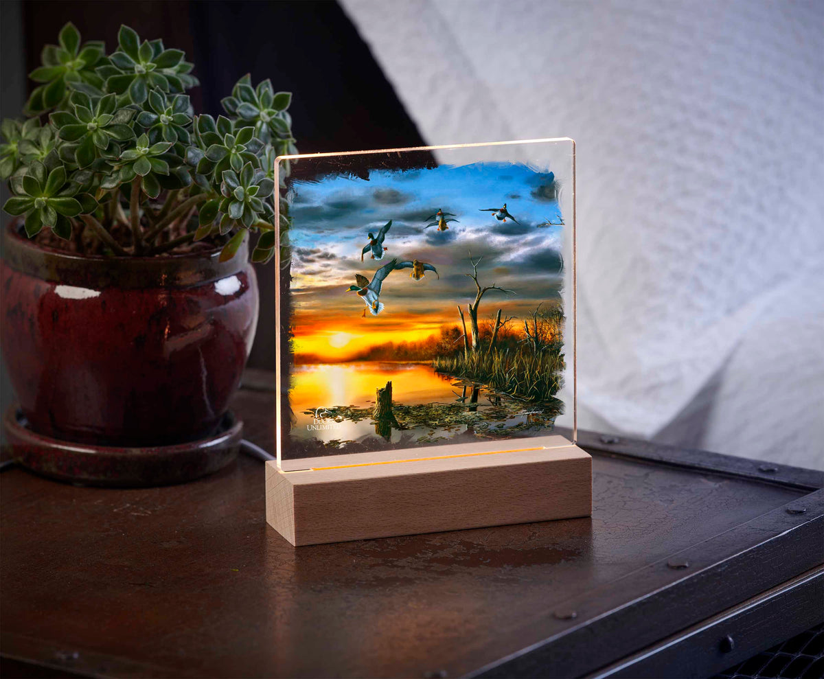 Days End 6.37" x 6" Acrylic Night Light- Official Ducks Unlimited