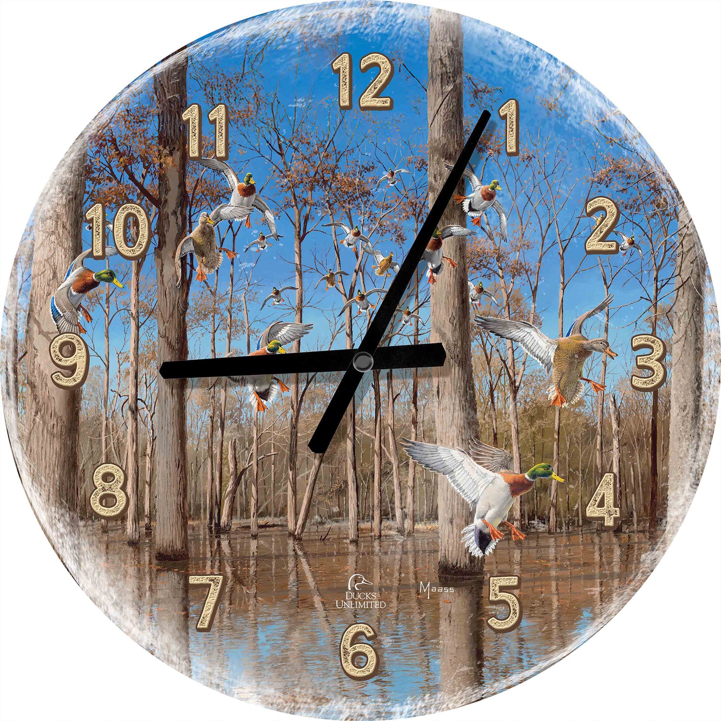 Down from the North - Mallards 21" Round Clocks - Official Ducks Unlimited Art