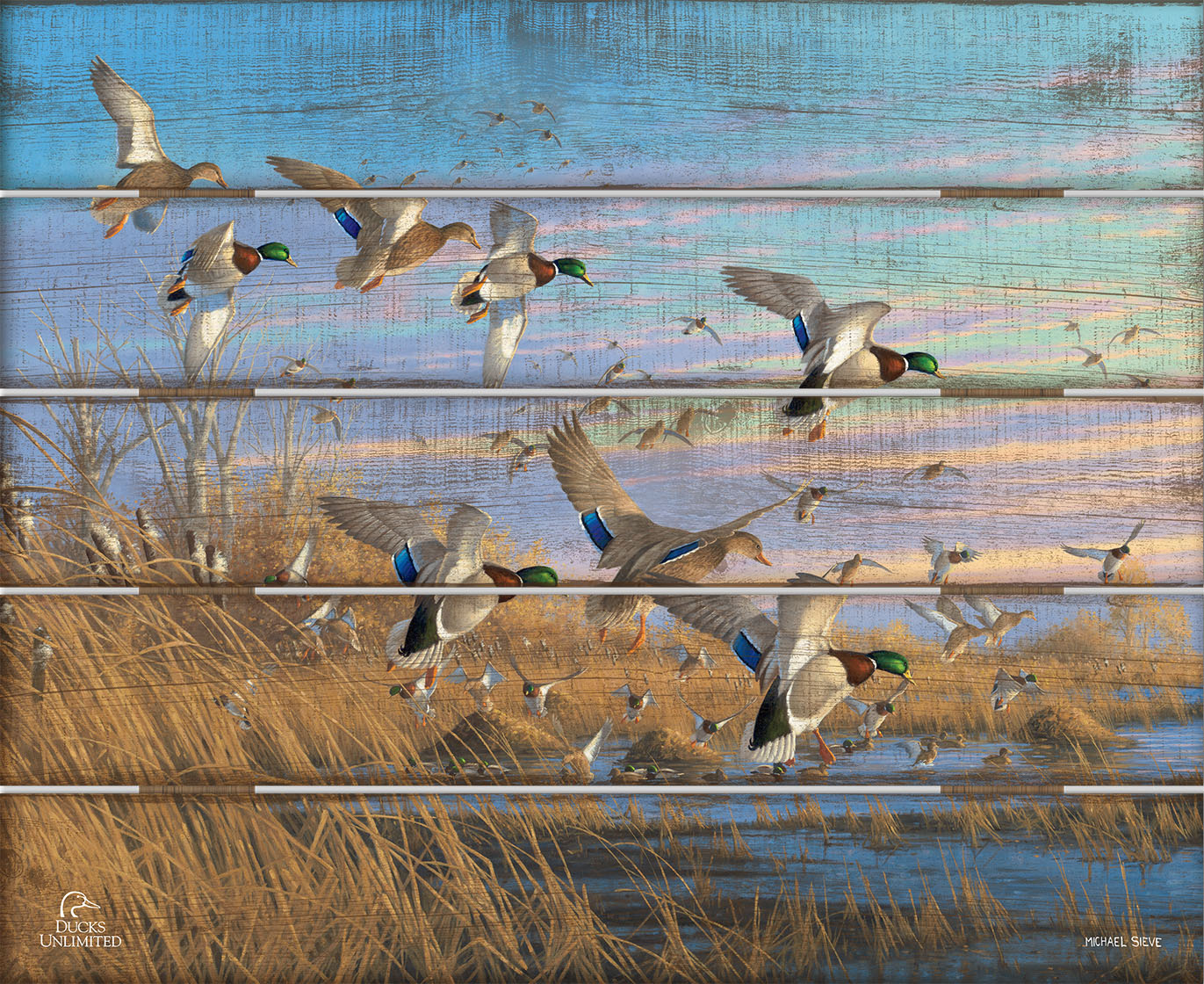 Dropping in Mallards 18" x 22" Pallet Wall Art - Official Ducks Unlimited Art