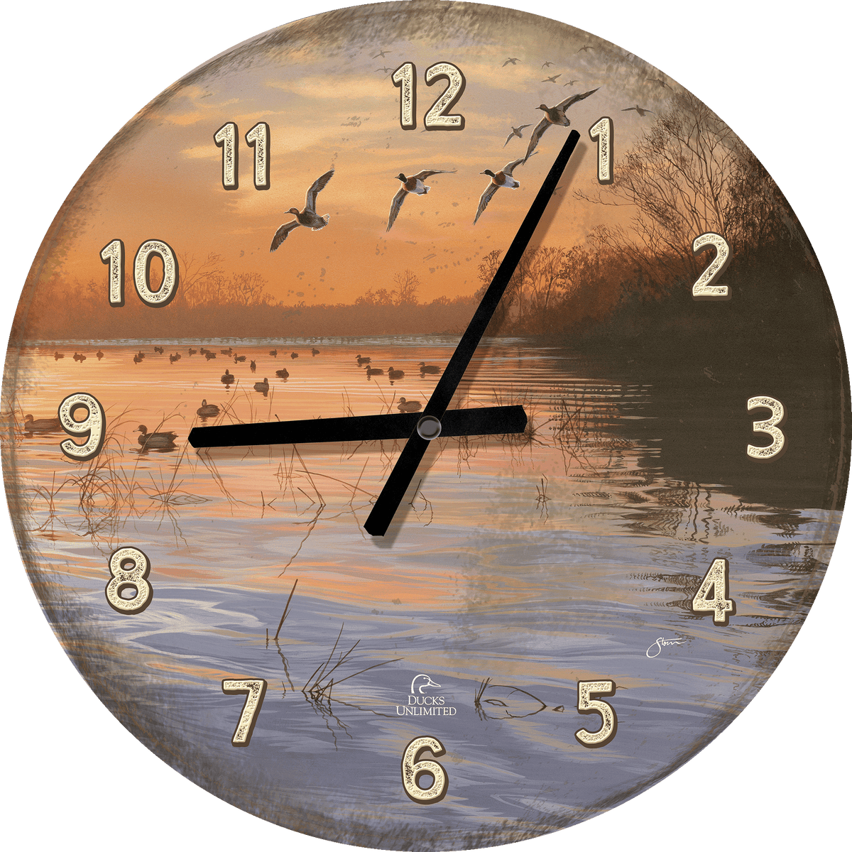End of a Great Day 21" Round Clock - Official Ducks Unlimited Art