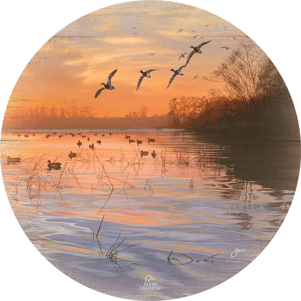 End of a Great Day 21" Round Wood Sign - Official Ducks Unlimited Art