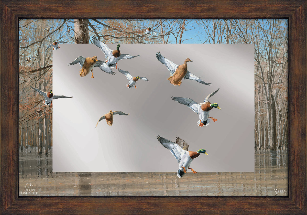 Green Timber 16" x 24" Mirror Framed Barnwood - Official Ducks Unlimited Art