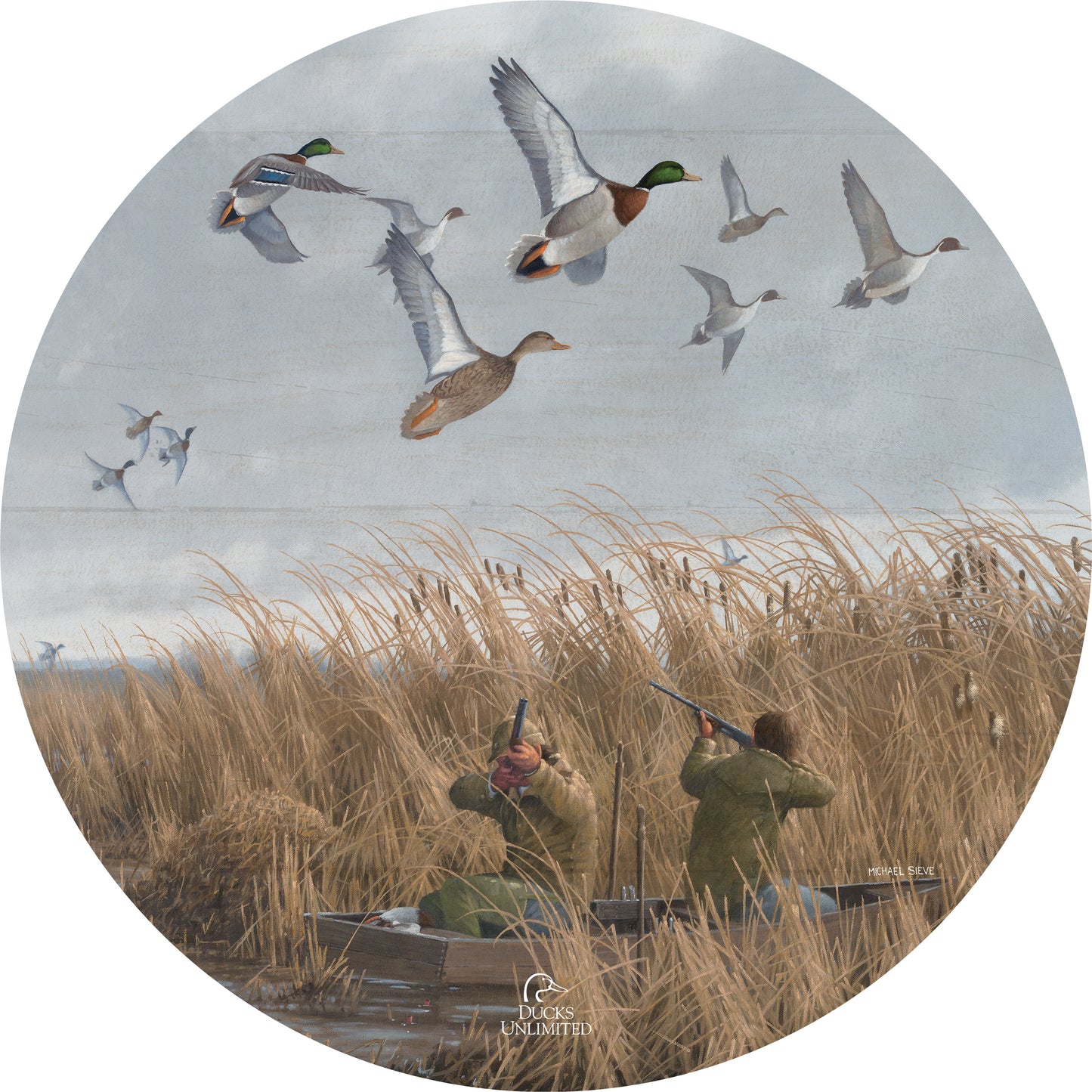 Mallards & Pintails 21" Round Wood Sign - Official Ducks Unlimited Art