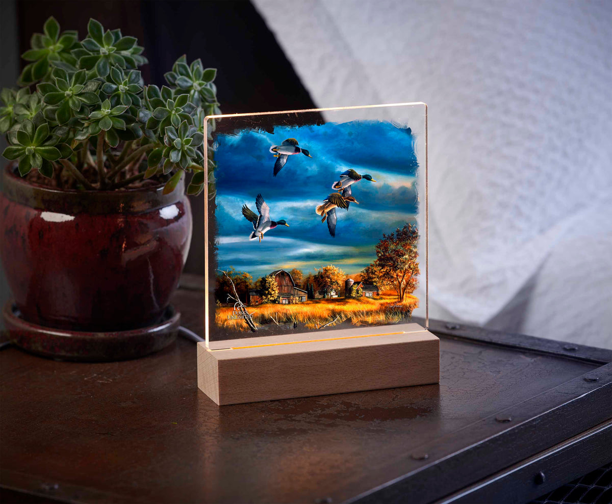 Morning Mallards 6.37" x 6" Acrylic Night Light - Official Ducks Unlimited Art