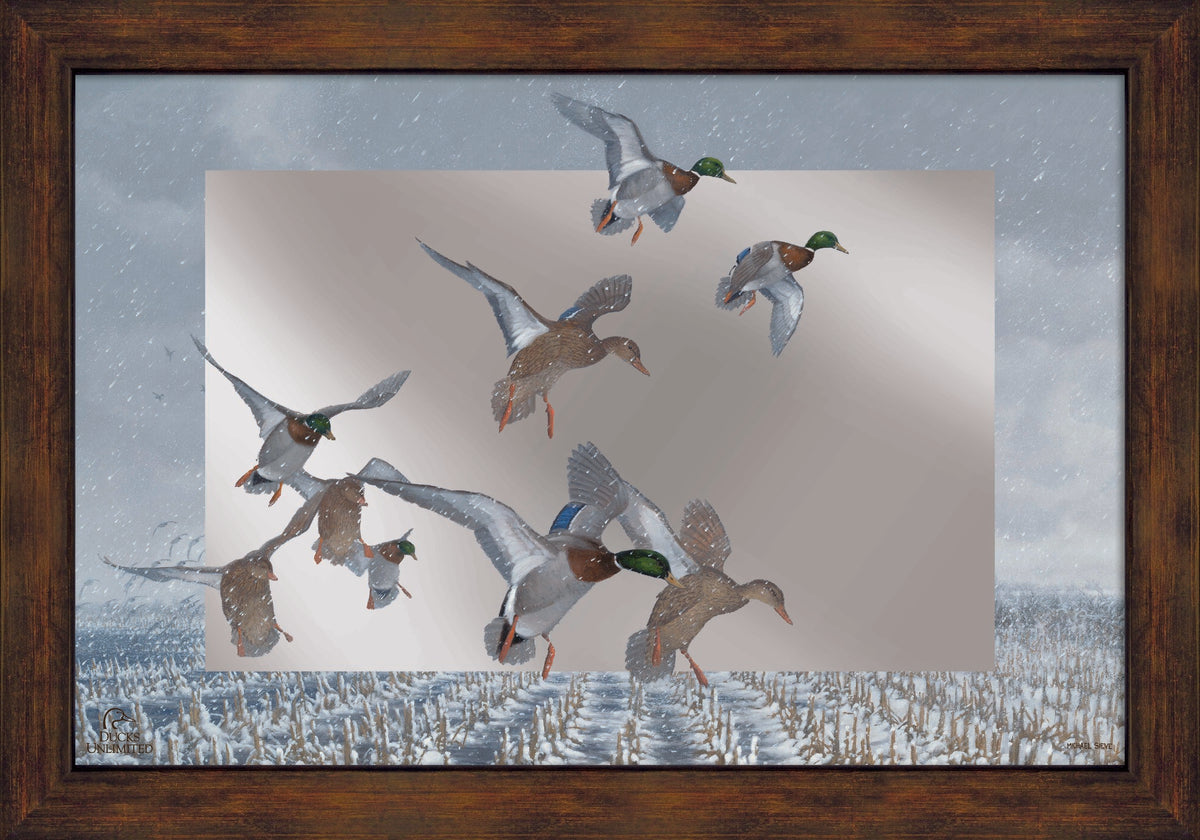 Northern Flight 16" x 24" Mirror Framed Barnwood - Official Ducks Unlimited Art