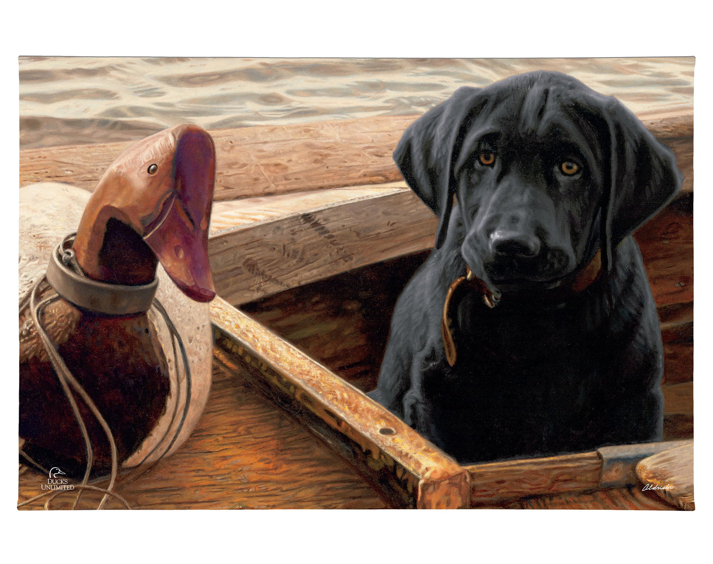 Old School-Black Lab Gallery Wrapped Canvas - Official Ducks Unlimited Art