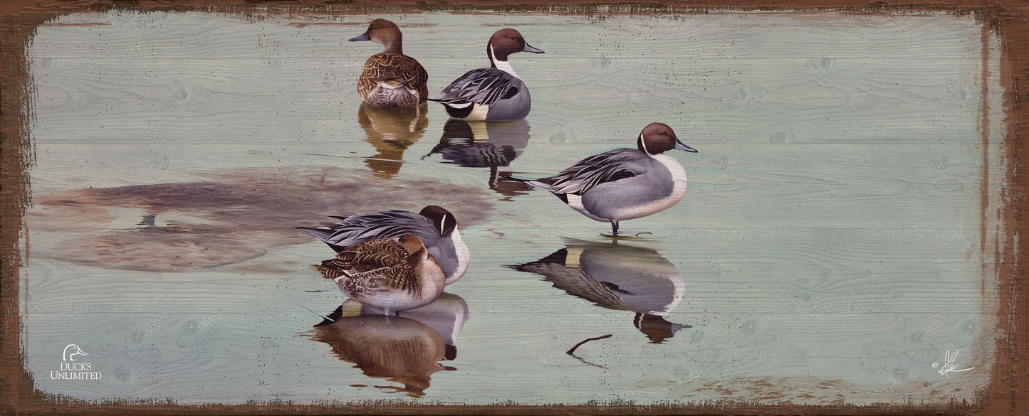 Overcast 12" x 30" Wood Sign - Official Ducks Unlimited Art