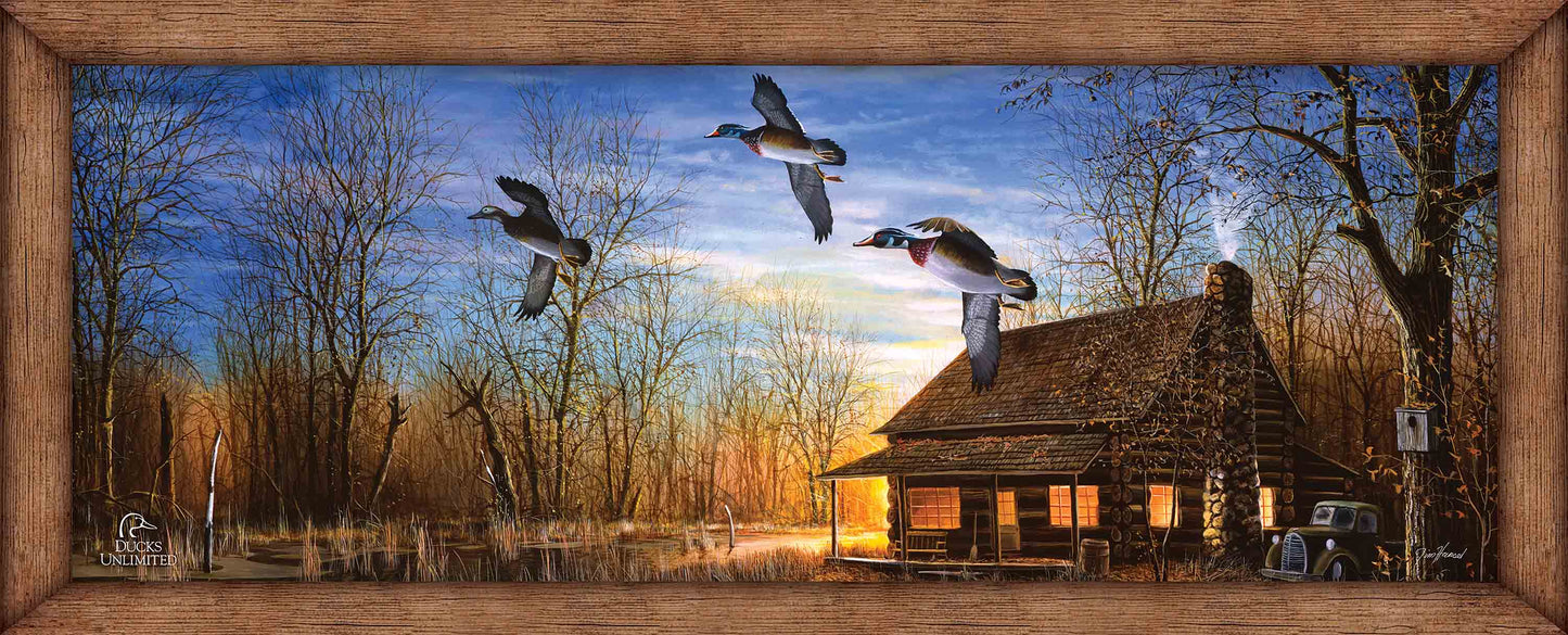 Passing Through 12" x 30" Wood Sign - Official Ducks Unlimited Art