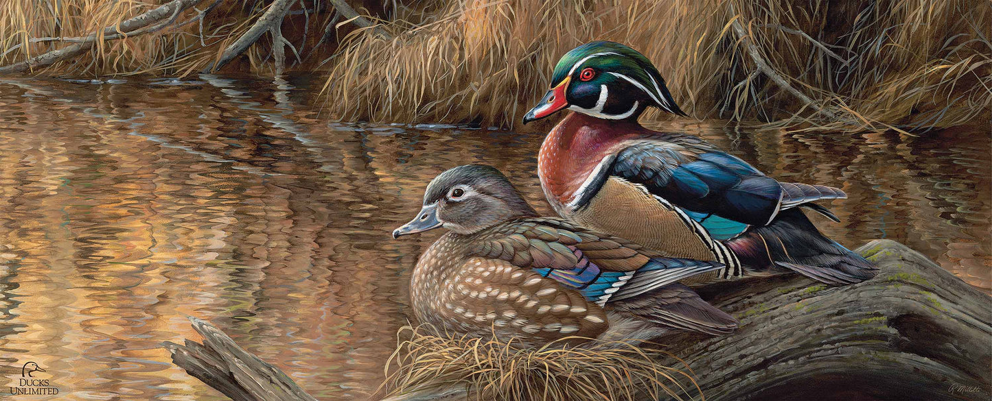 Sitting Pretty Wood Ducks 12" x 30" Wood Sign - Official Ducks Unlimited Art