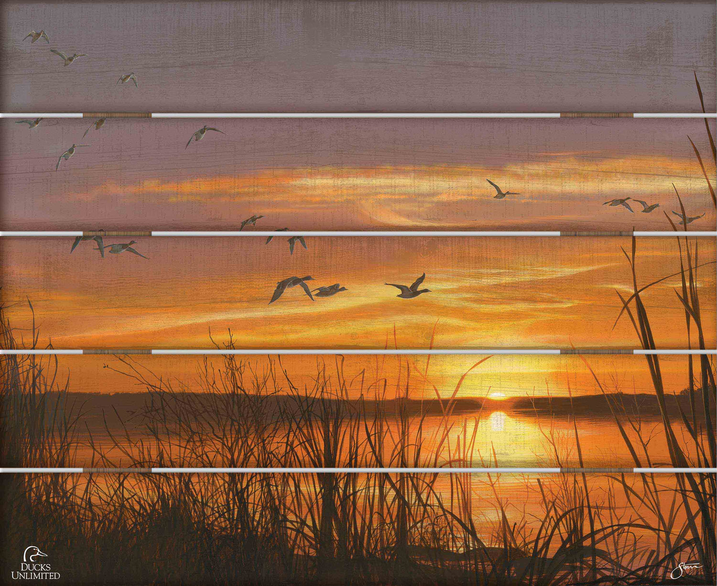 Sunset's Last Minutes 18" x 22" Pallet Wall Art - Official Ducks Unlimited