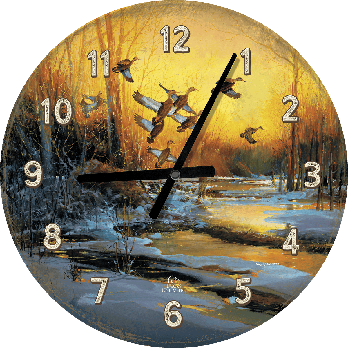 Winter Blacks - 21" Round Clock - Official Ducks Unlimited Art