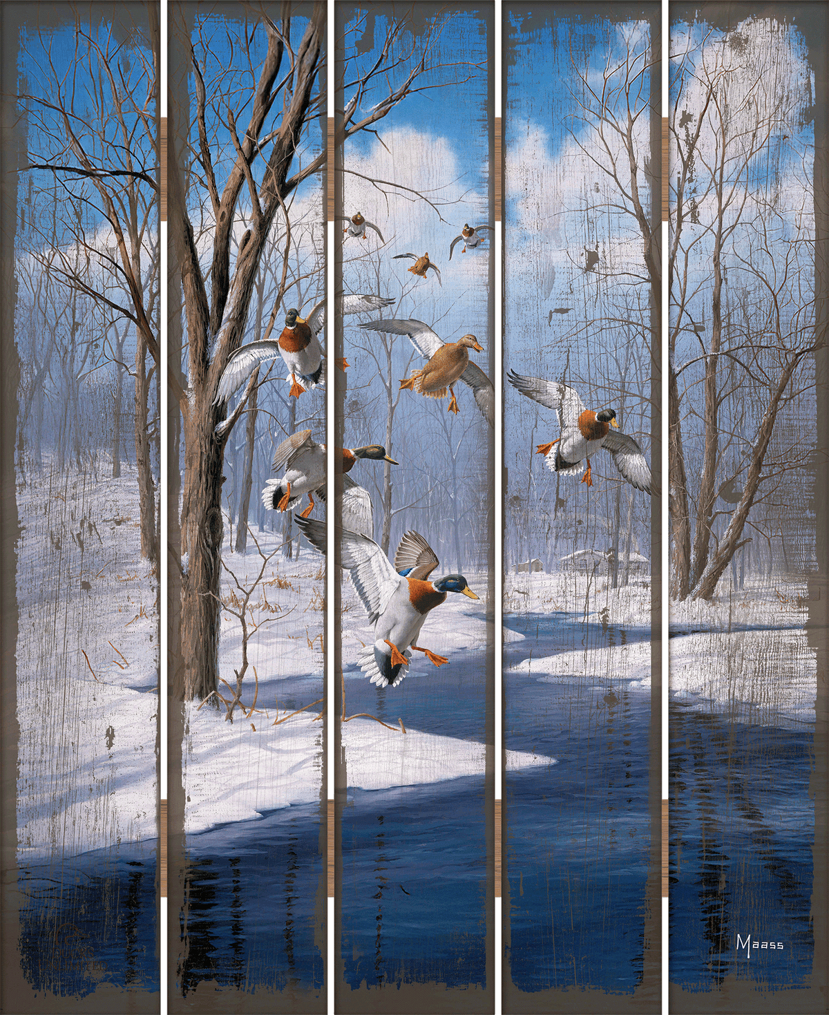 Winter Wonder- Mallards - 21" x 22" Pallet Wall Art - Official Ducks Unlimited Art