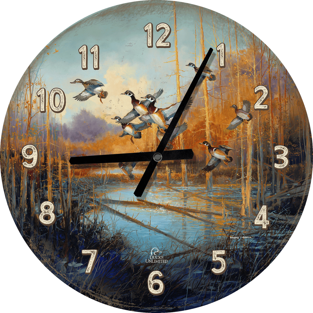 Wood Ducks - 21" Round Clock - Official Ducks Unlimited Art