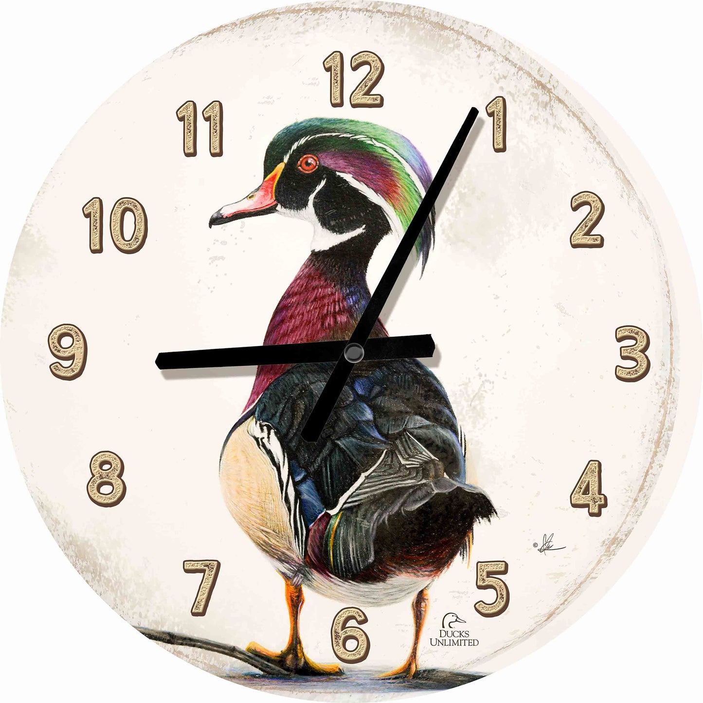 Woody 21" Round Clock - Official Ducks Unlimited