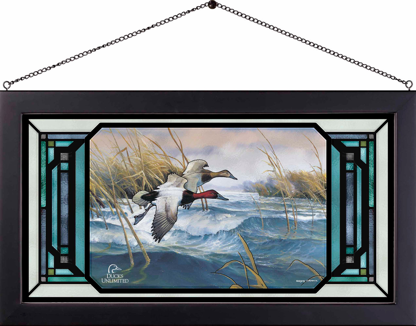 On the Deck Canvasbacks Stained Glass Art - Official Ducks Unlimited Art