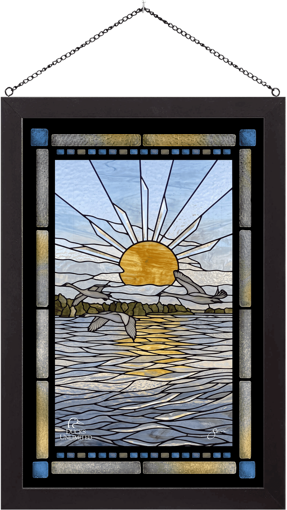 Trumpts at Sunset - Stained Glass Art - Official Ducks Unlimited Art