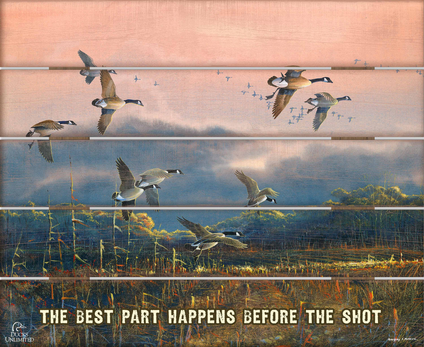 Days End "The Best Stories Start Before Sunrise." 18" x 22" Pallet Wall Art - Official Ducks Unlimited Art