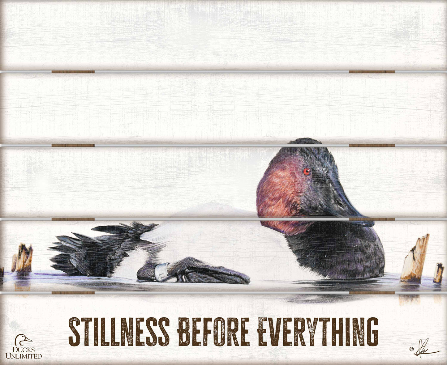 Banded "Stillness Before Everything." 18" x 22" Pallet Wall Art - Official Ducks Unlimited Art