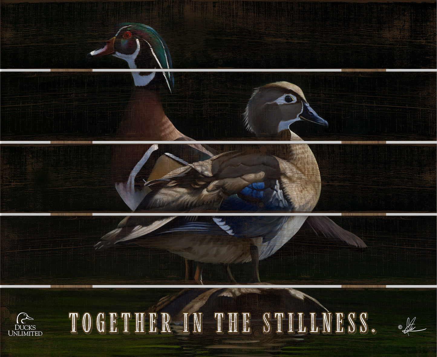 Low Water Rising "Together in the Stillness." 18" x 22" Pallet Wall Art - Official Ducks Unlimited Art