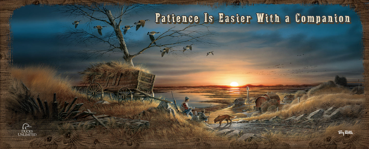 Lifetime Companions "Patience Is Easier With a Companion." 12" x 30" Wood Sign - Official Ducks Unlimited Art
