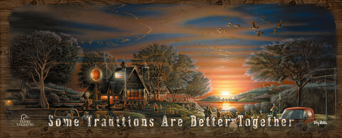 Migration Days "Some Traditions Are Better Together." 12" x 30" Wood Sign - Official Ducks Unlimited Art