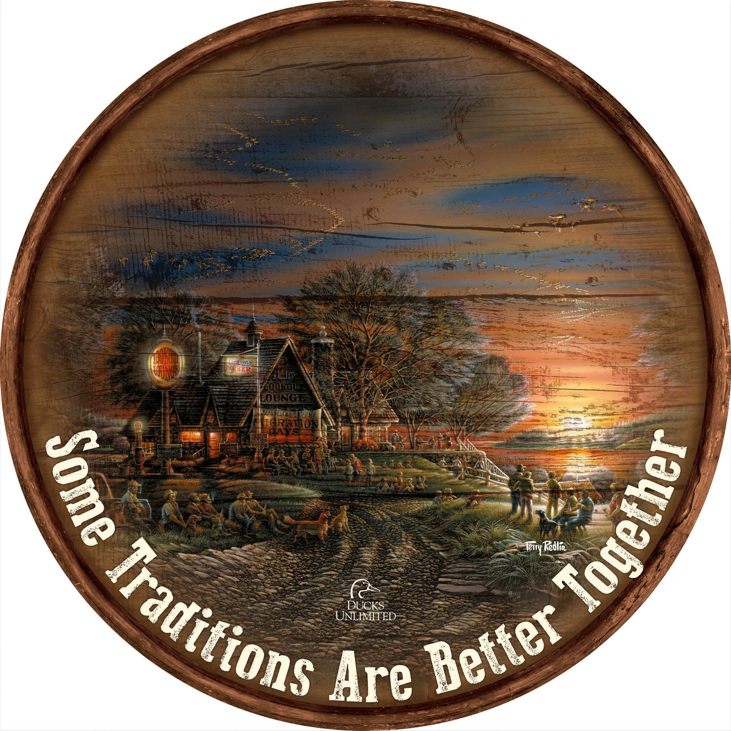 Migration Days "Some Traditions Are Better Together." 21" Round Wood Sign - Official Ducks Unlimited Art