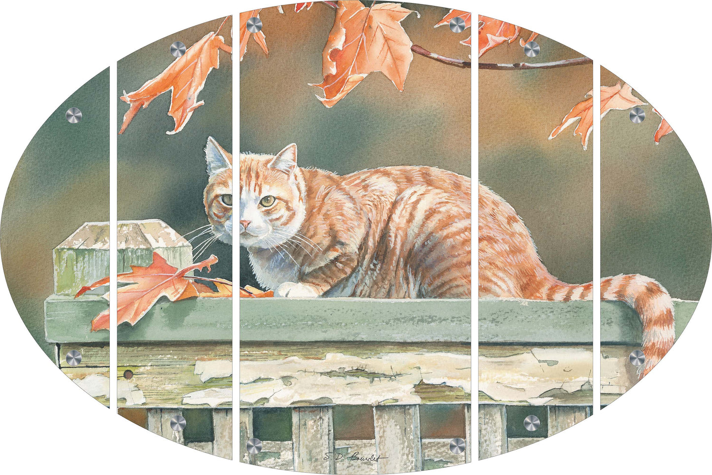 Freeway and Fall Leaves Cat Acrylic Wall Art & Home Decor