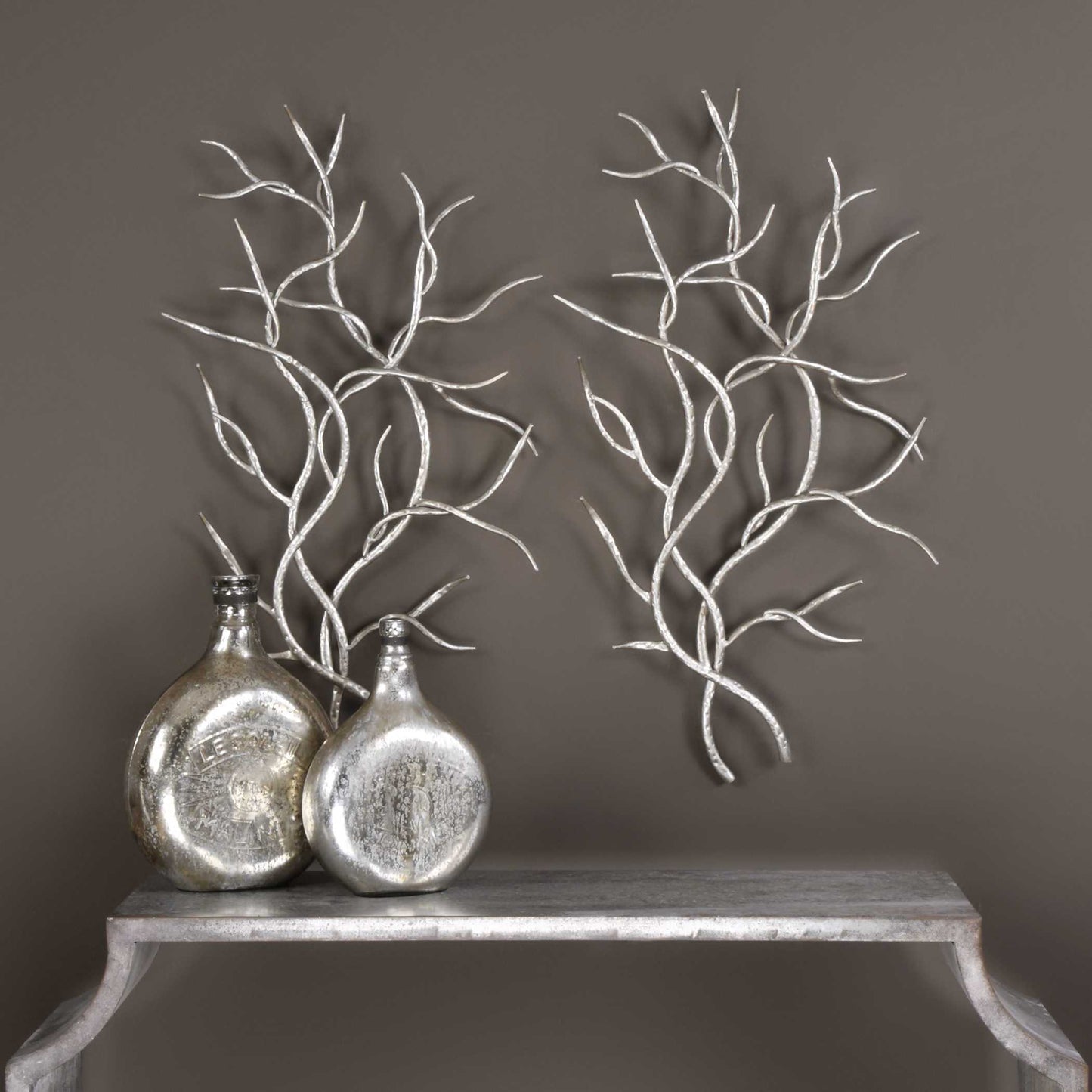 Silver Branches Wall Art (Set of 2)
