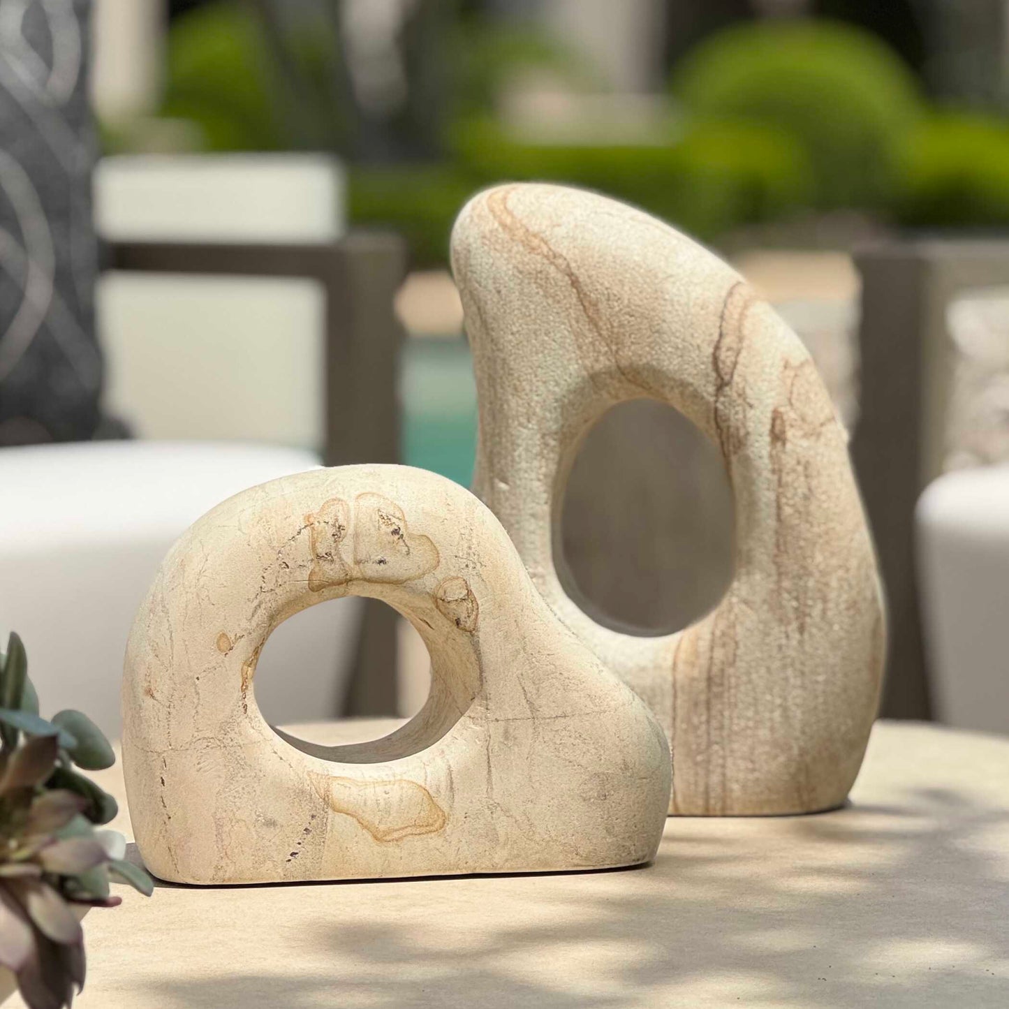 Stone Flow Outdoor Sculptures (Set of 2)